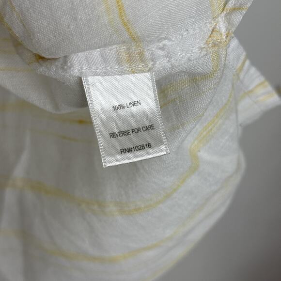 Garnet Hill Shirt Womens Large White Yellow Stripe Linen Button Down Tunic Top - Picture 4 of 7